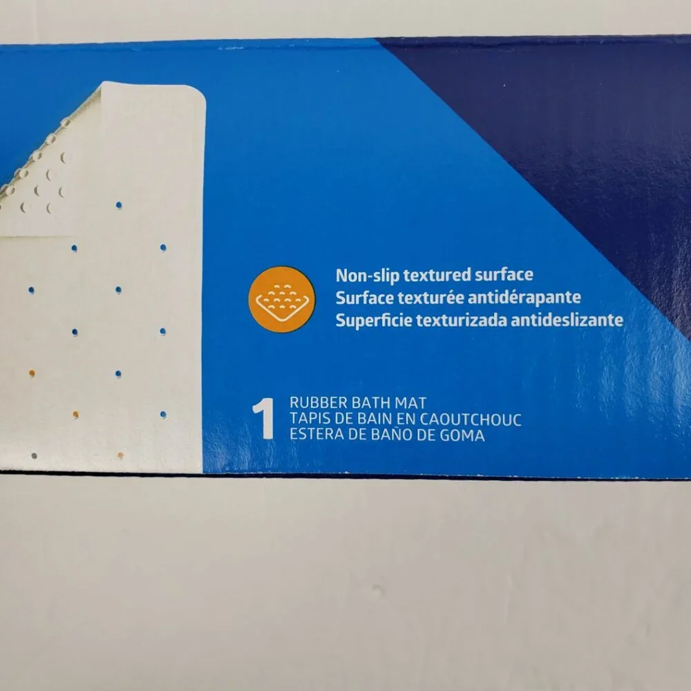 Medline Rubber Bath Mat 13x29 Off White Microban Non Slip
